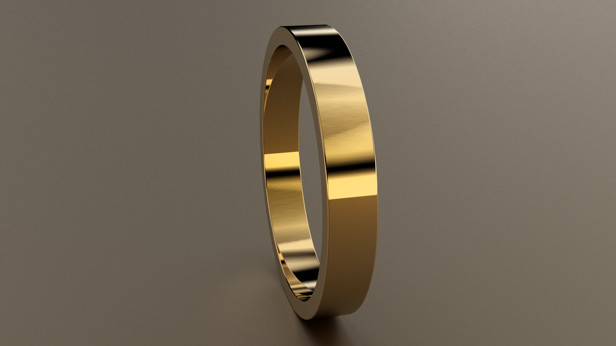 Polished Yellow Gold 3mm Flat Wedding Band