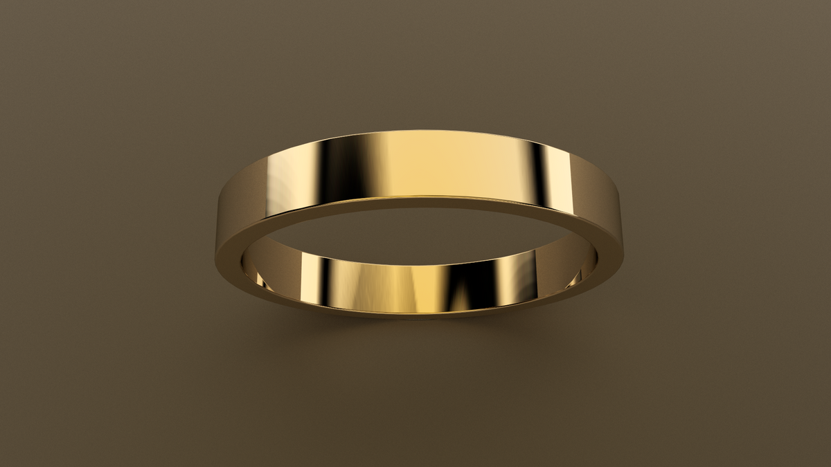 Polished Yellow Gold 3mm Flat Wedding Band