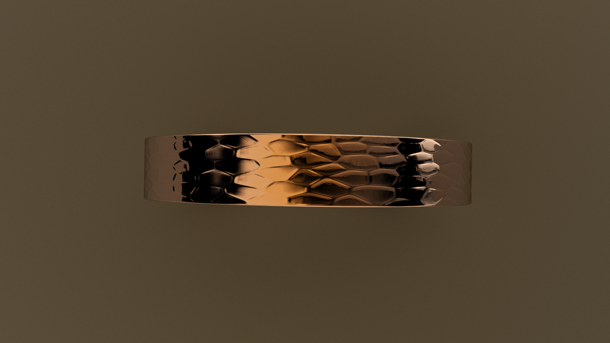 Hammered Rose Gold 4mm Flat Wedding Band