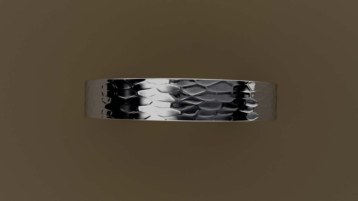 Hammered White Gold 4mm Flat Wedding Band
