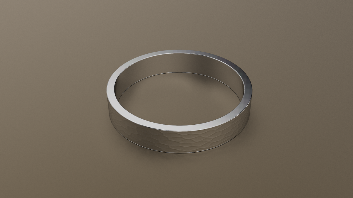 Hammered White Gold 4mm Flat Wedding Band