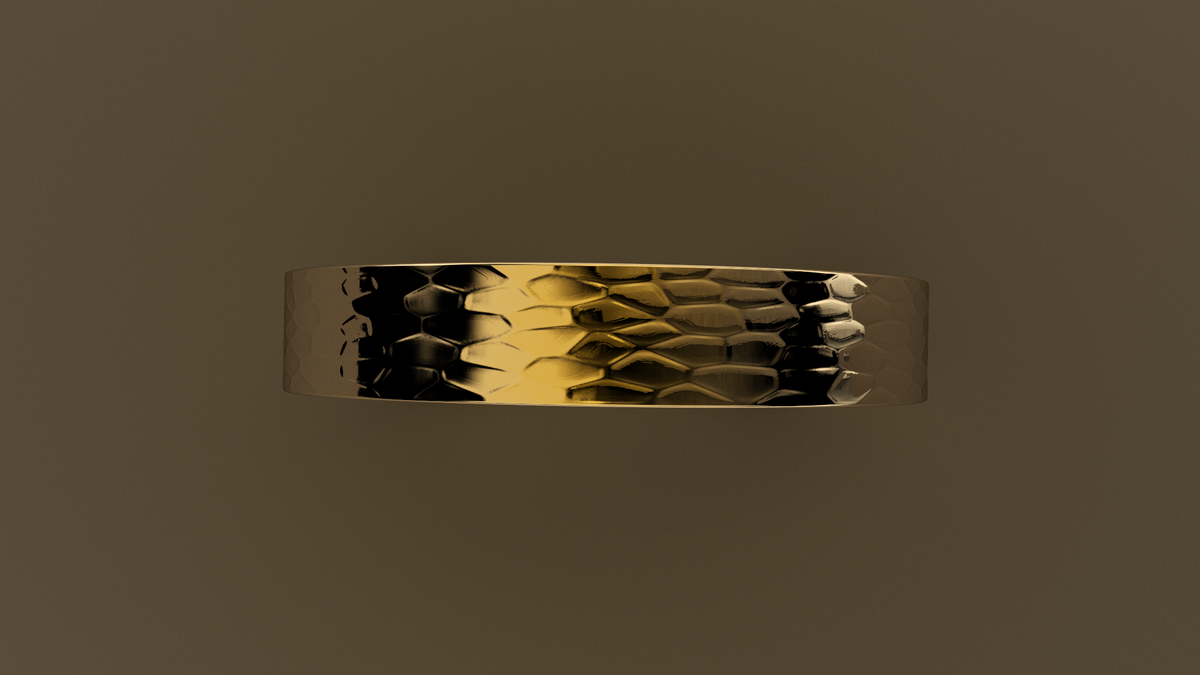 Hammered Yellow Gold 4mm Flat Wedding Band
