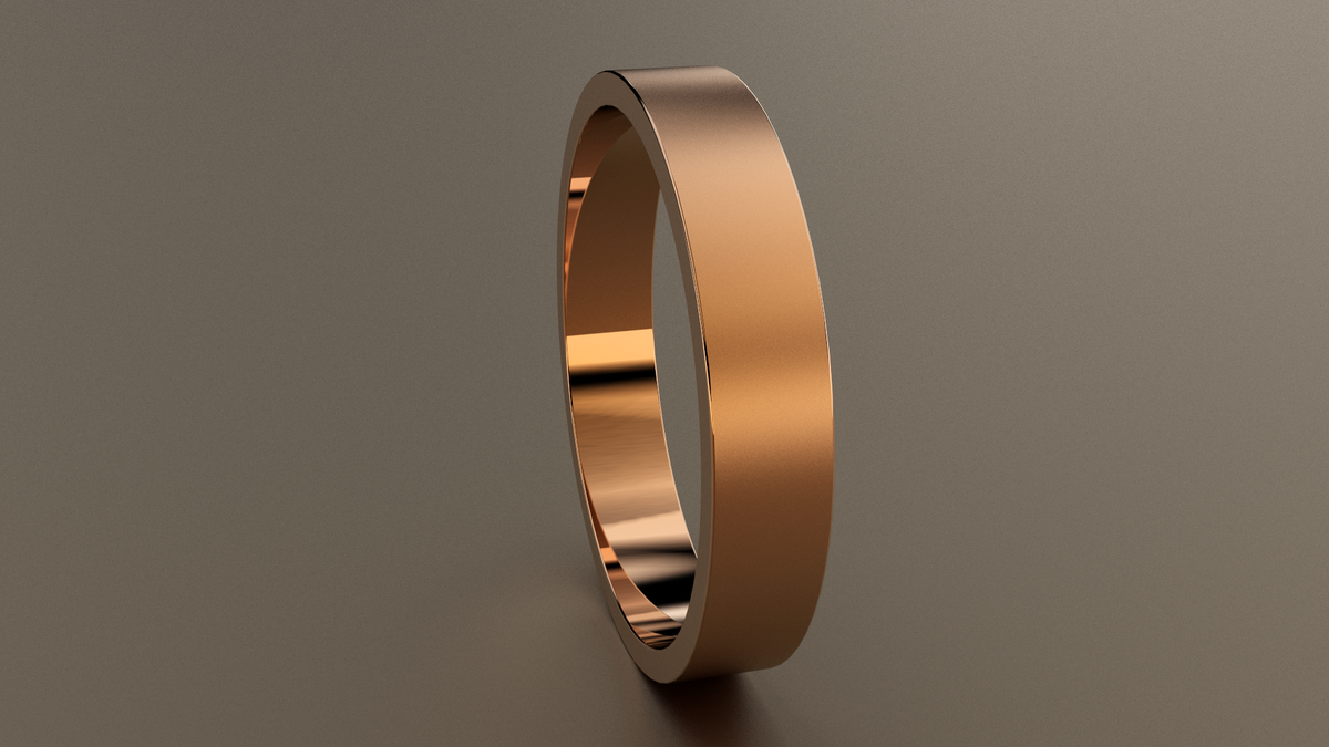 Brushed Rose Gold 4mm Flat Wedding Band
