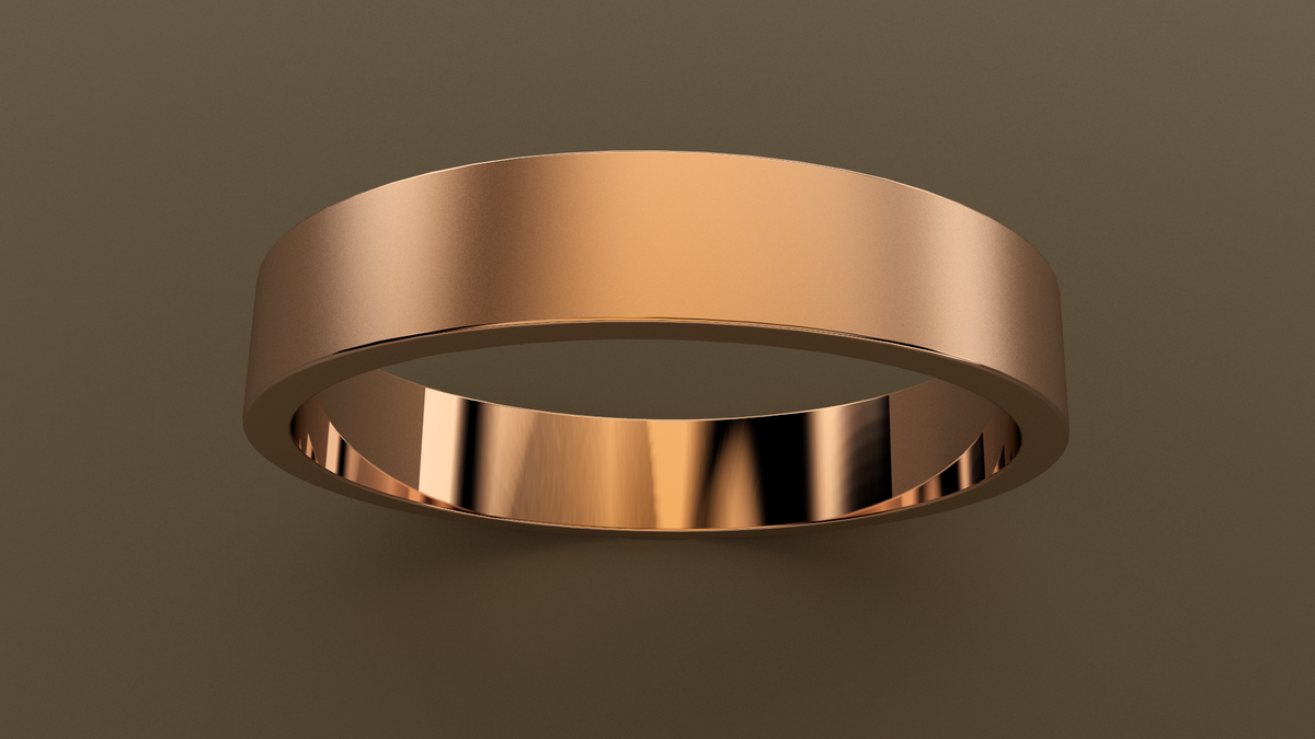Brushed Rose Gold 4mm Flat Wedding Band