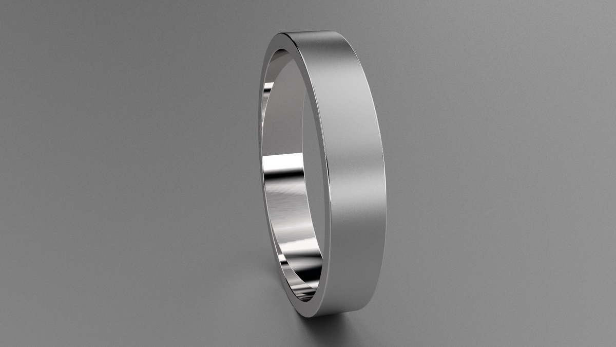 Brushed Sterling Silver 4mm Flat Wedding Band