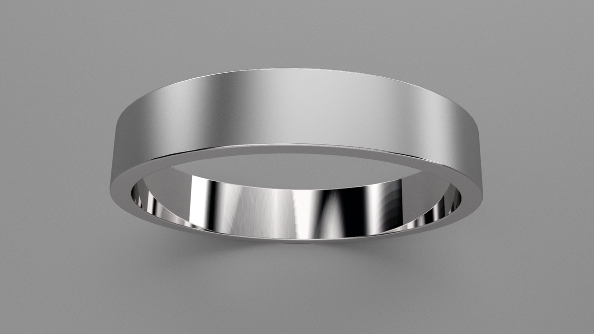 Brushed Sterling Silver 4mm Flat Wedding Band