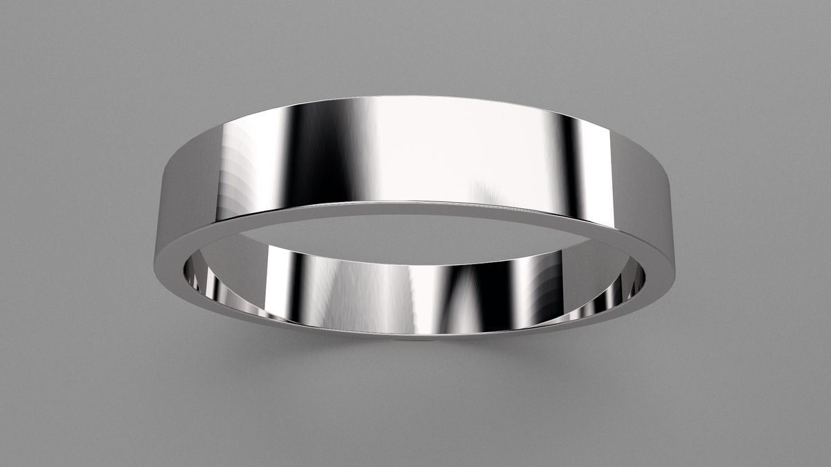 Polished Sterling Silver 4mm Flat Wedding Band