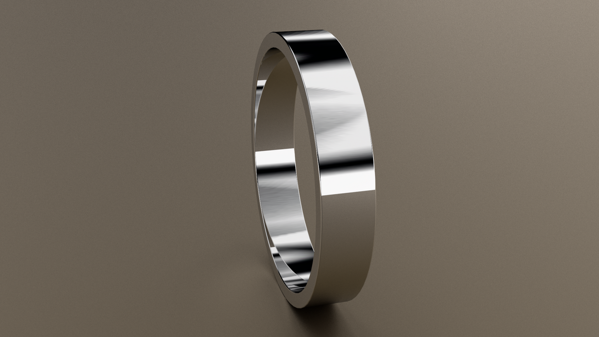 Polished White Gold 4mm Flat Wedding Band