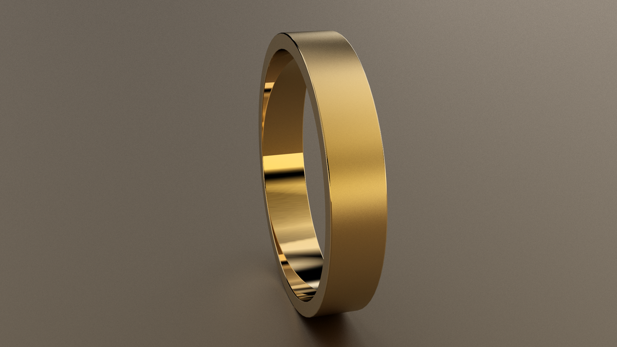 Brushed Yellow Gold 4mm Flat Wedding Band