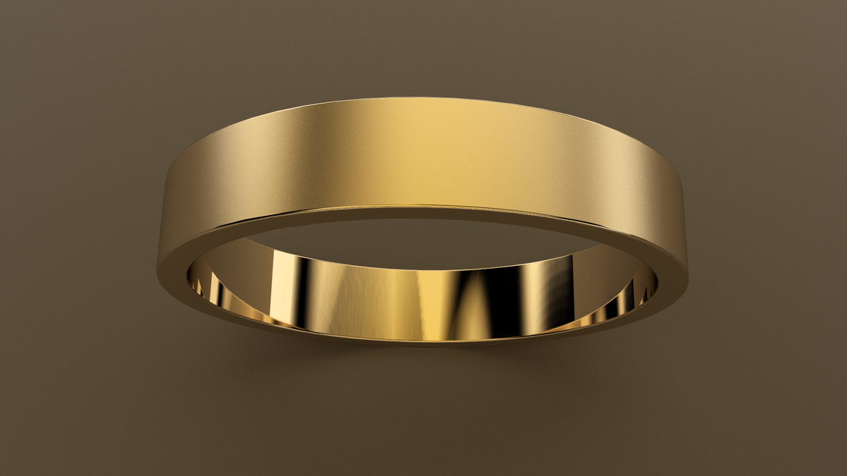 Brushed Yellow Gold 4mm Flat Wedding Band
