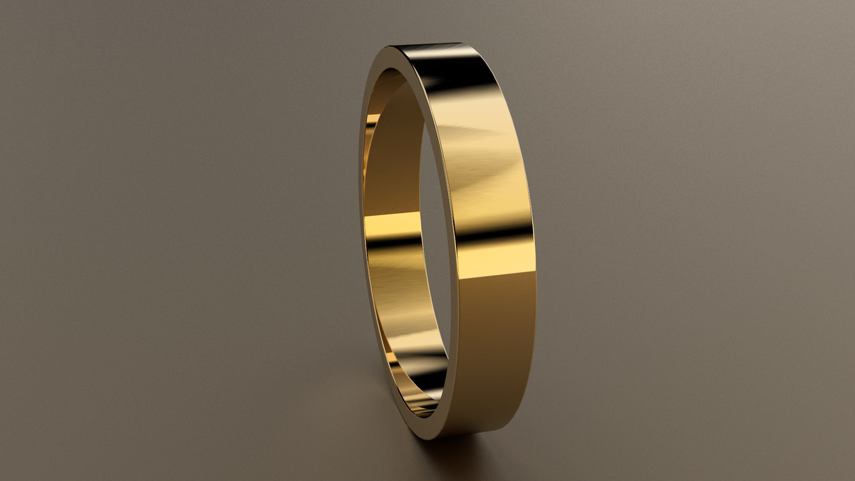 Polished Yellow Gold 4mm Flat Wedding Band