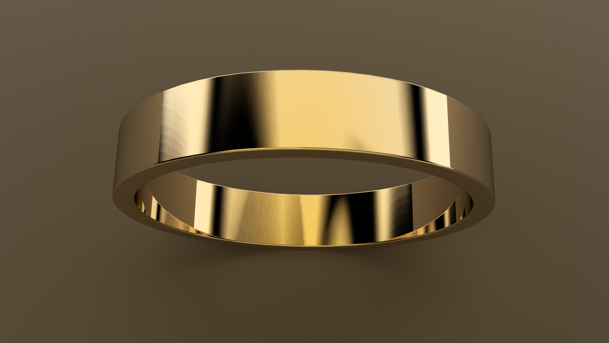 Polished Yellow Gold 4mm Flat Wedding Band