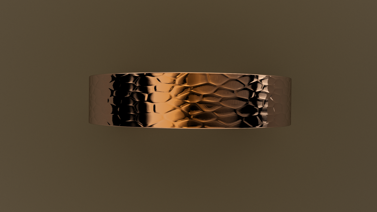Hammered Rose Gold 5mm Flat Wedding Band