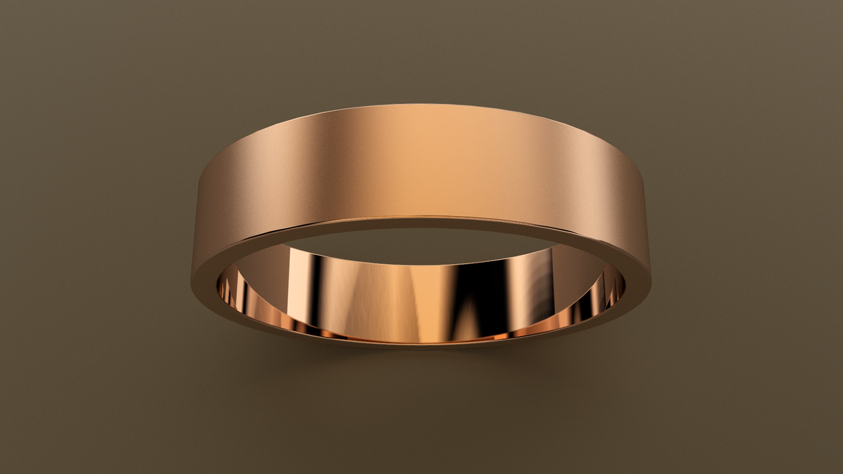 Brushed Rose Gold 5mm Flat Wedding Band