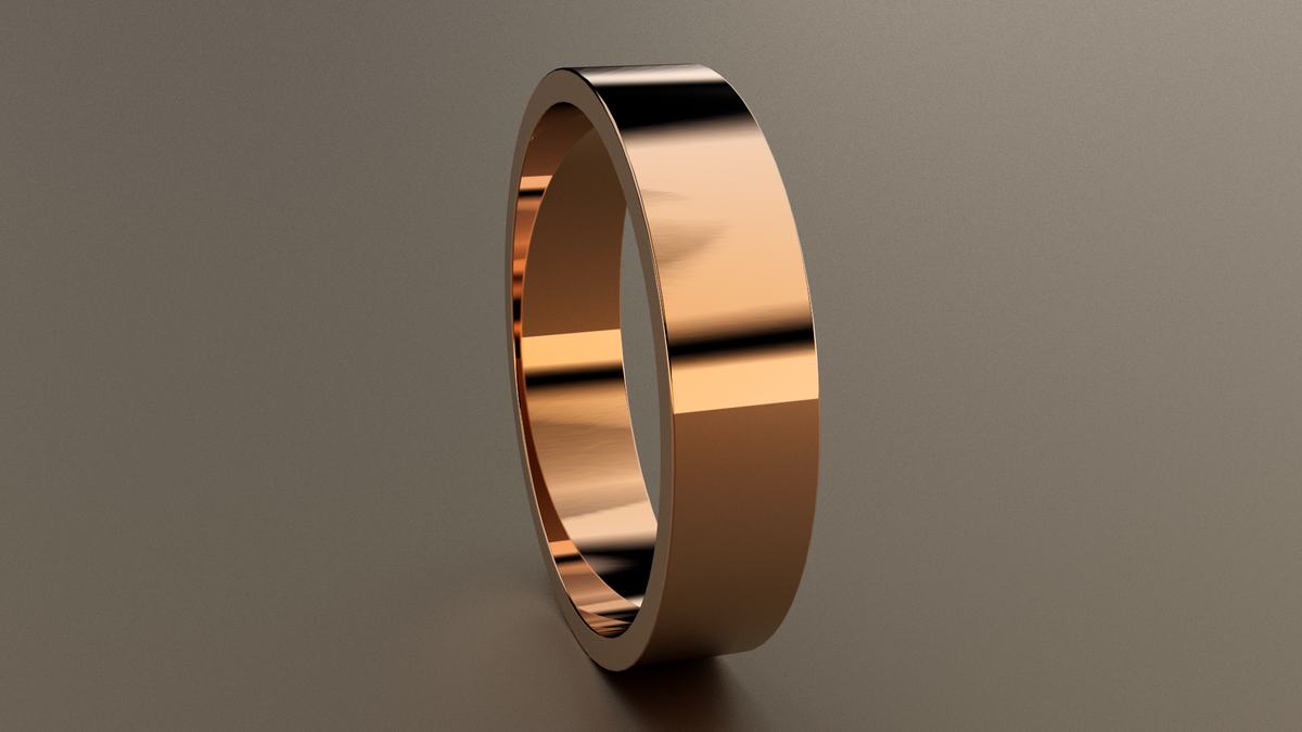 Polished Rose Gold 5mm Flat Wedding Band