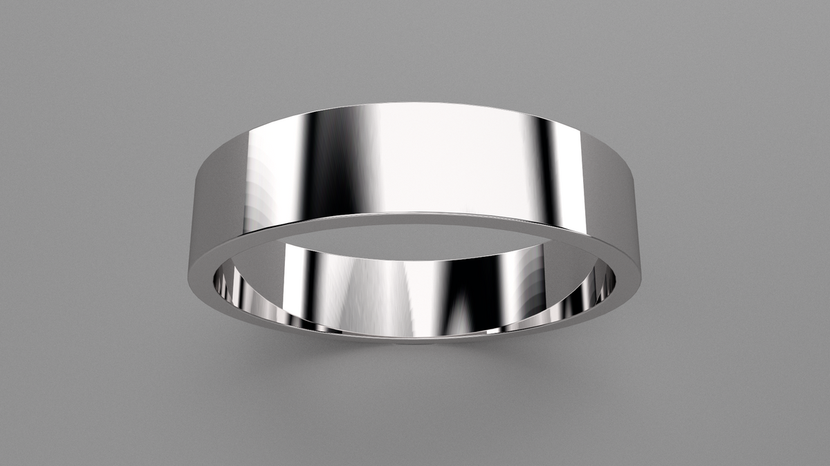 Polished Sterling Silver 5mm Flat Wedding Band