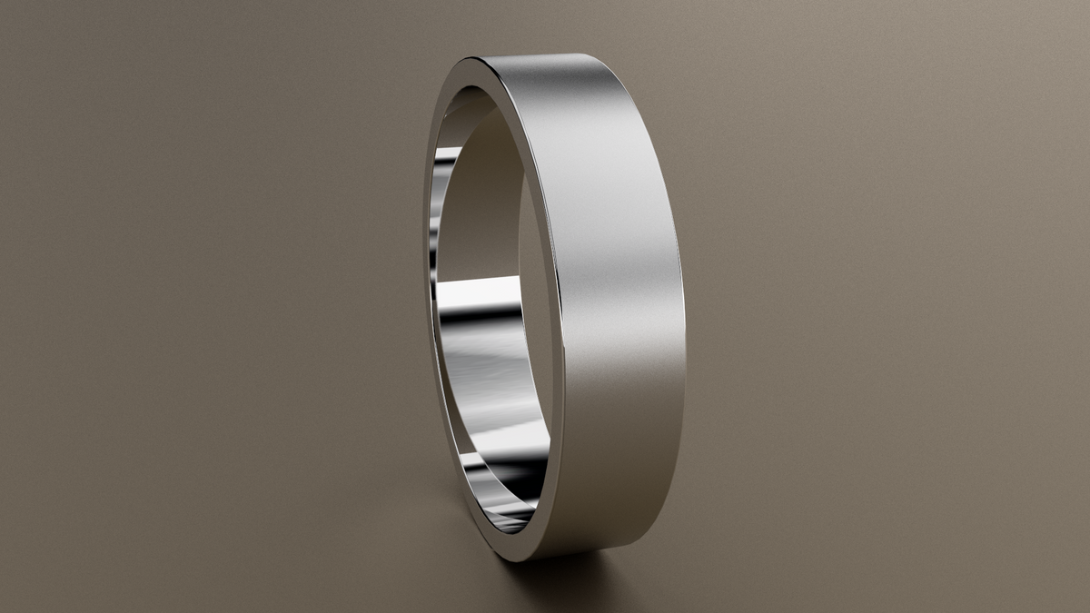 Brushed White Gold 5mm Flat Wedding Band