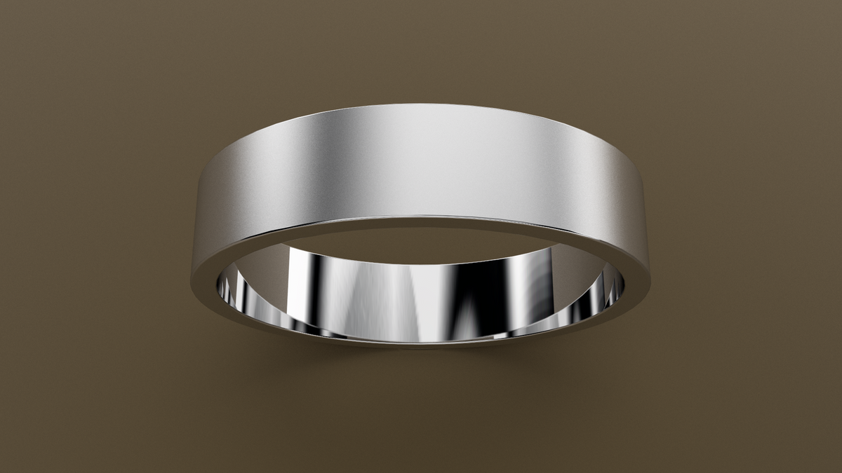 Brushed White Gold 5mm Flat Wedding Band