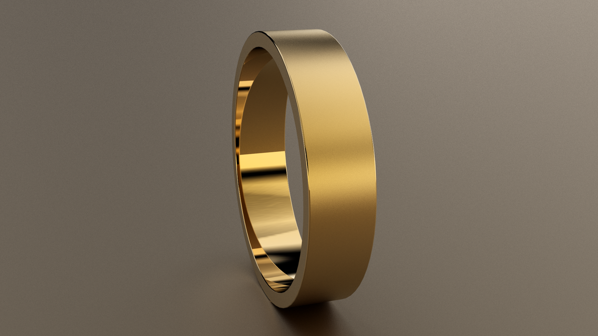 Brushed Yellow Gold 5mm Flat Wedding Band