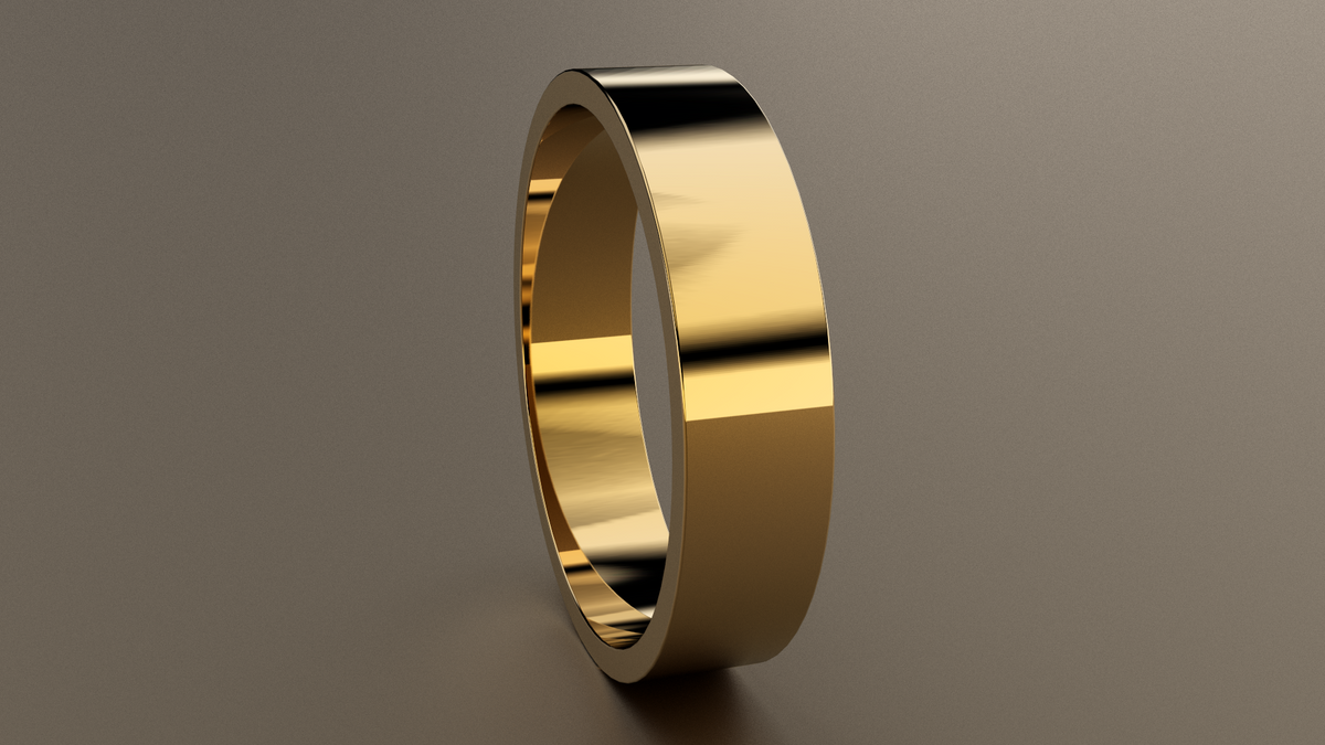 Polished Yellow Gold 5mm Flat Wedding Band