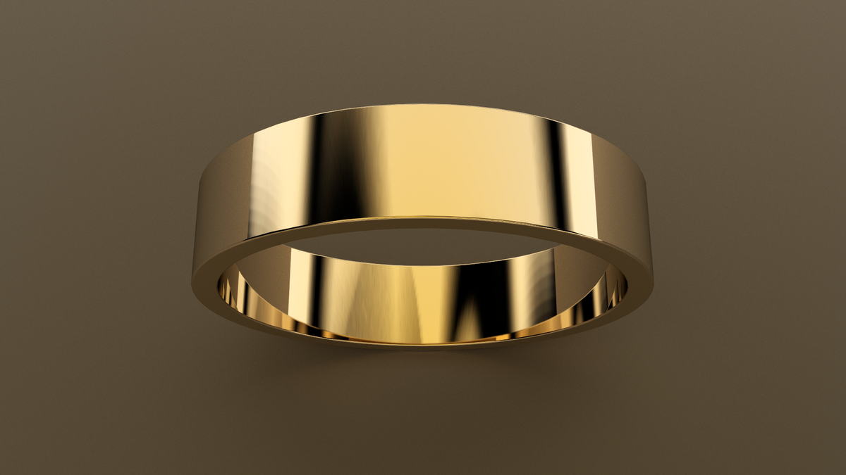 Polished Yellow Gold 5mm Flat Wedding Band