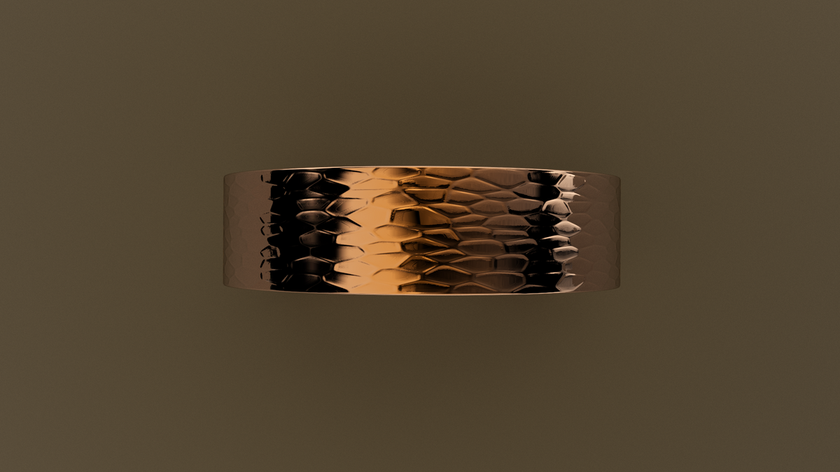 Hammered Rose Gold 6mm Flat Wedding Band