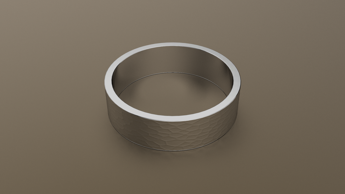 Hammered White Gold 6mm Flat Wedding Band