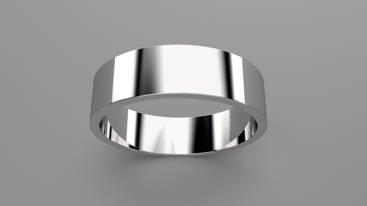Polished Sterling Silver 6mm Flat Wedding Band