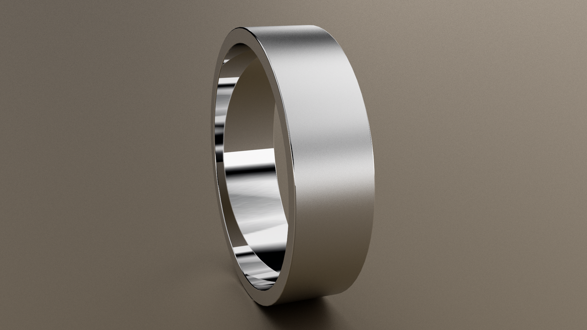 Brushed White Gold 6mm Flat Wedding Band