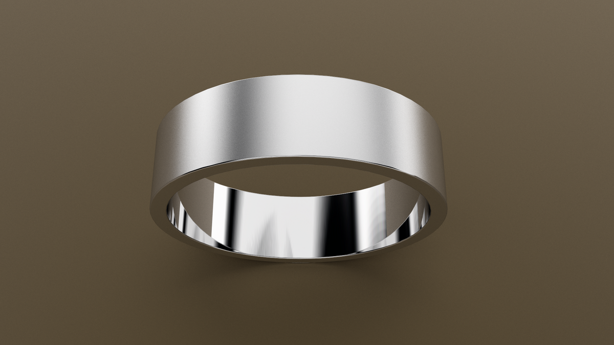 Brushed White Gold 6mm Flat Wedding Band