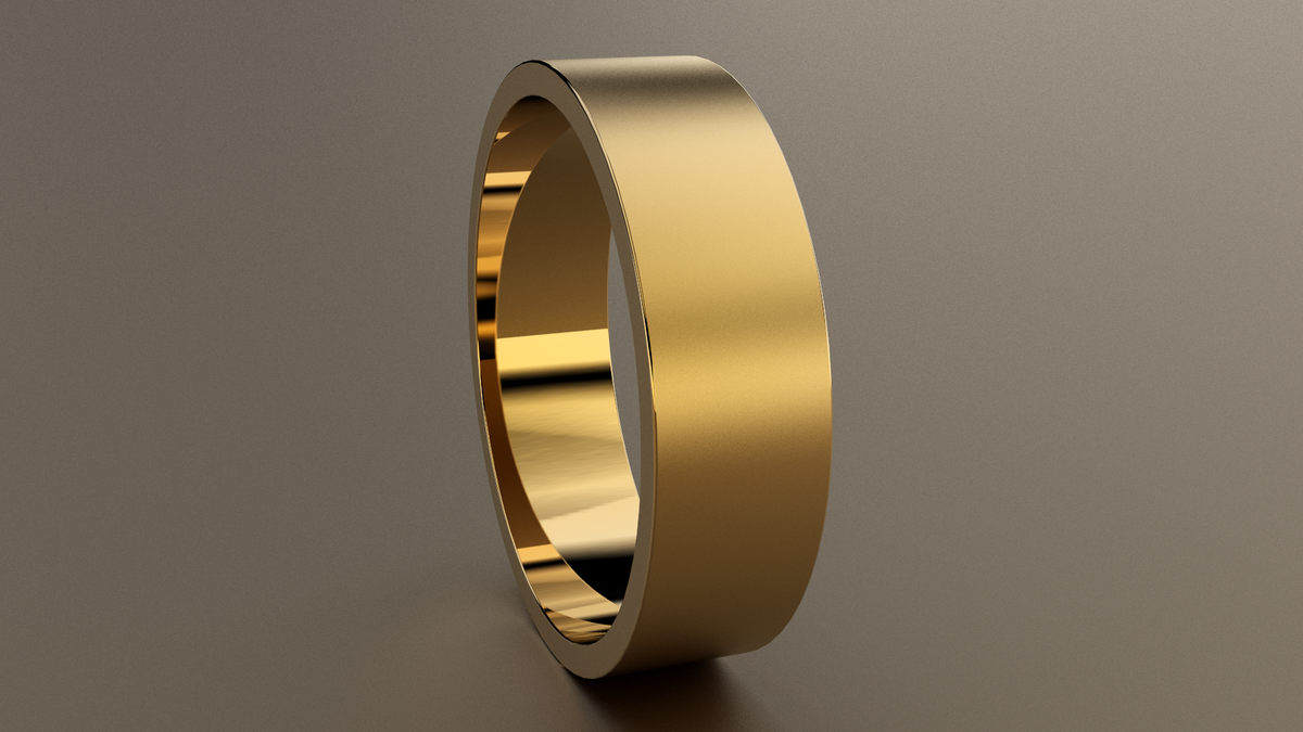 Brushed Yellow Gold 6mm Flat Wedding Band