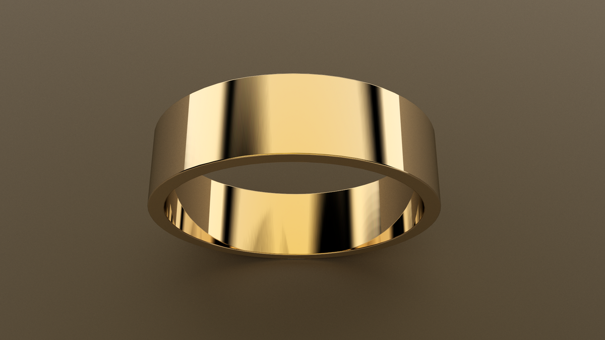 Polished Yellow Gold 6mm Flat Wedding Band