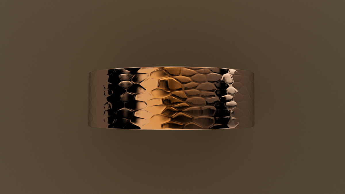 Hammered Rose Gold 7mm Flat Wedding Band