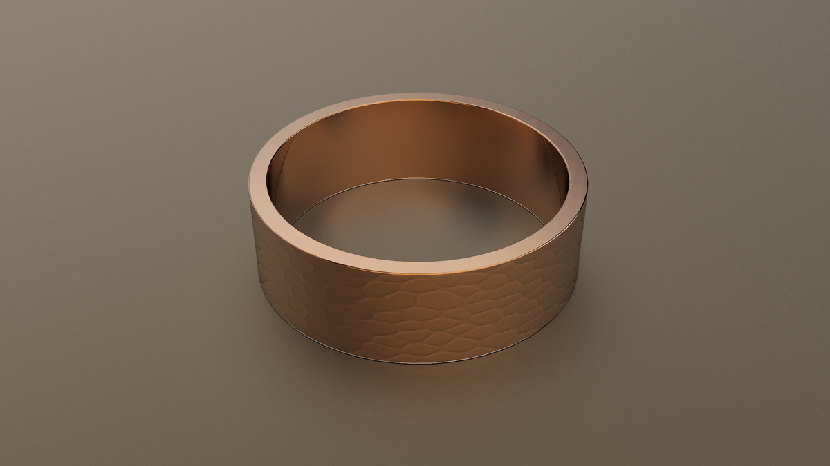 Hammered Rose Gold 7mm Flat Wedding Band