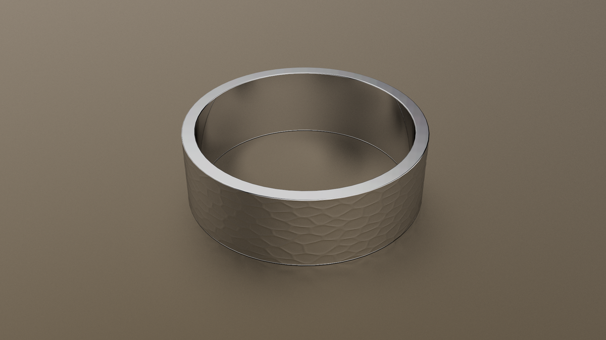 Hammered White Gold 7mm Flat Wedding Band