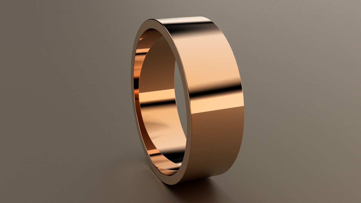 Polished Rose Gold 7mm Flat Wedding Band
