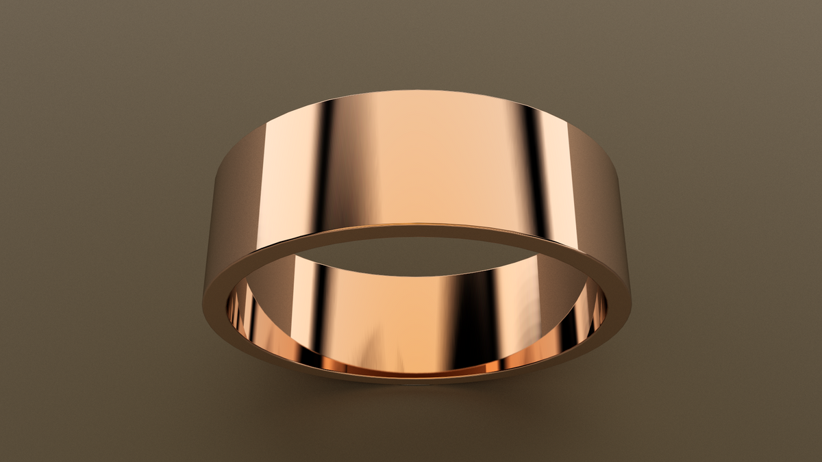 Polished Rose Gold 7mm Flat Wedding Band