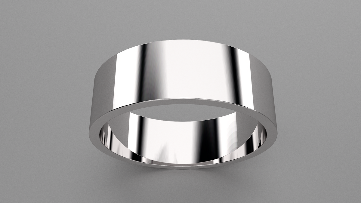 Polished Sterling Silver 7mm Flat Wedding Band