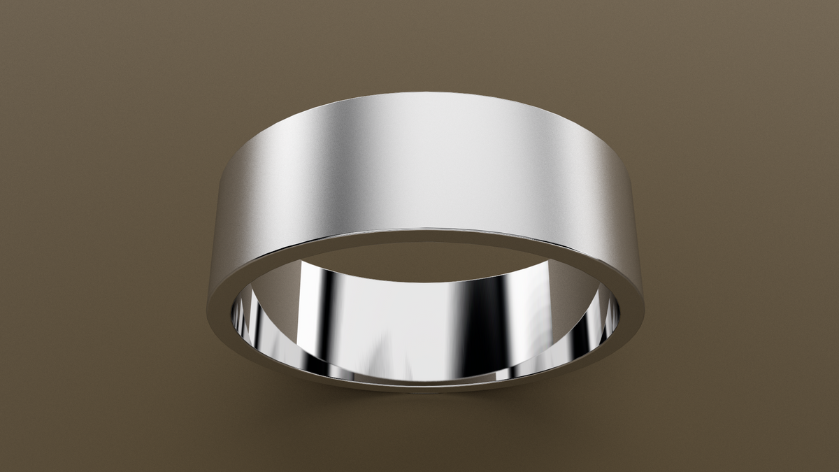 Brushed White Gold 7mm Flat Wedding Band