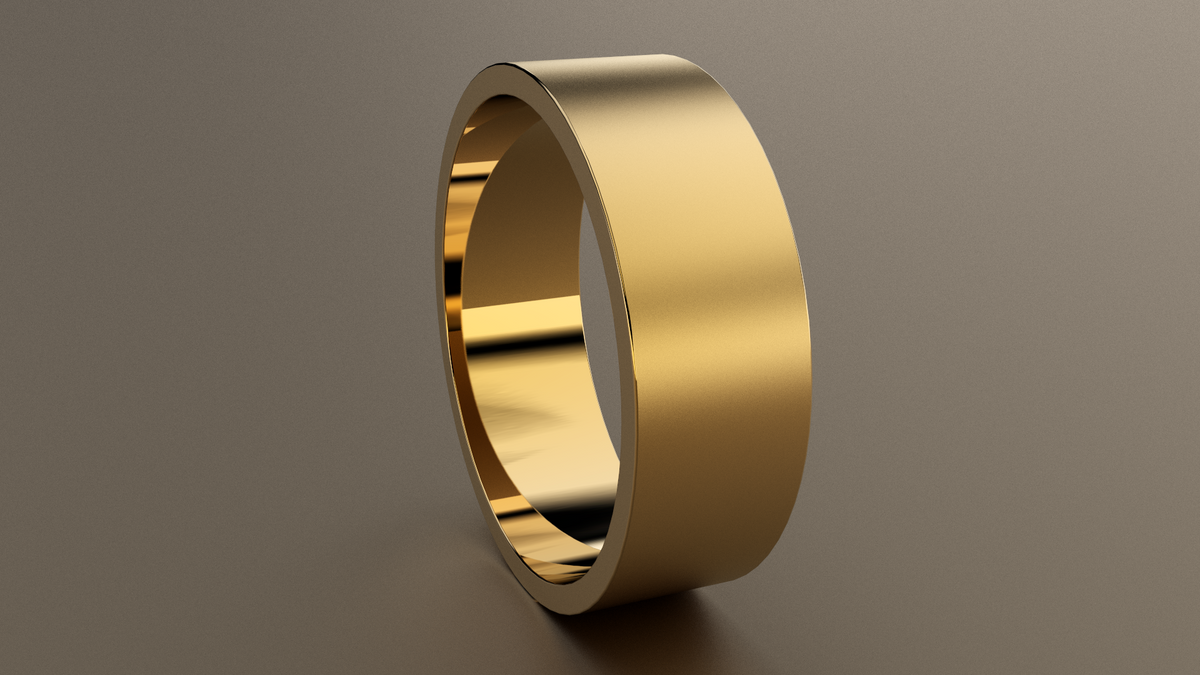 Brushed Yellow Gold 7mm Flat Wedding Band