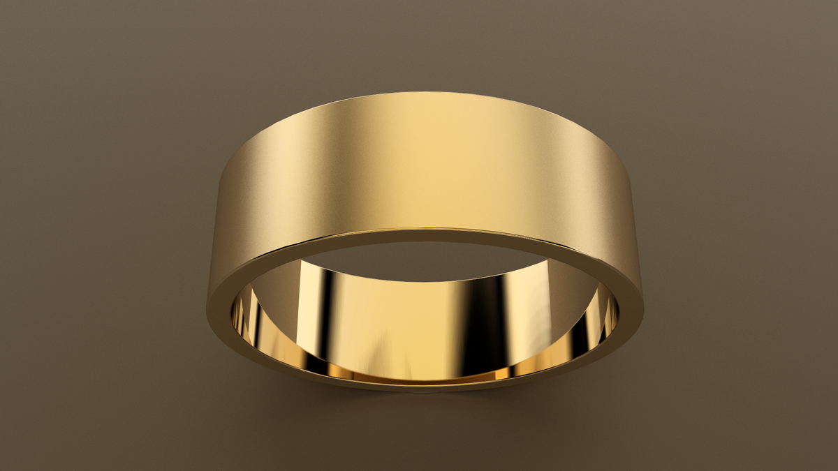 Brushed Yellow Gold 7mm Flat Wedding Band