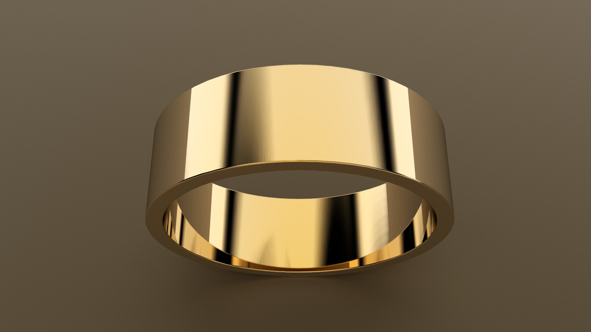 Polished Yellow Gold 7mm Flat Wedding Band
