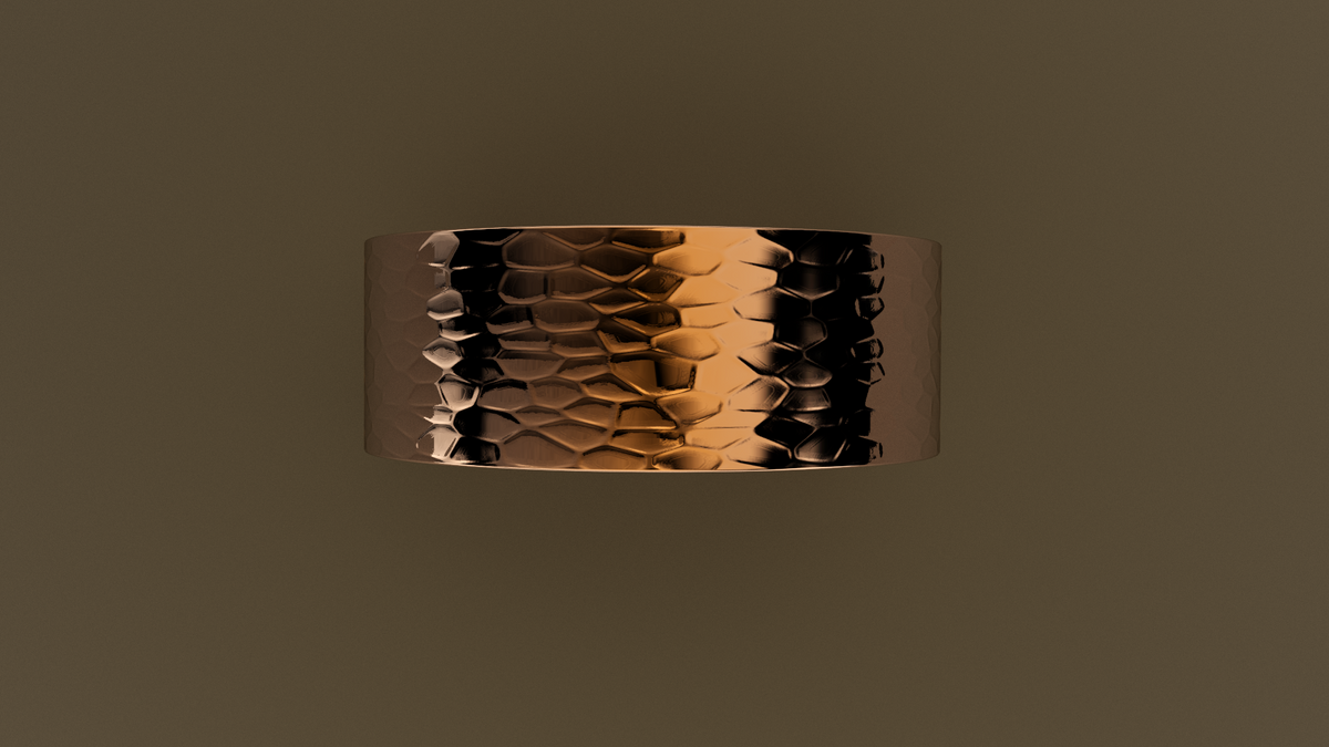 Hammered Rose Gold 8mm Flat Wedding Band