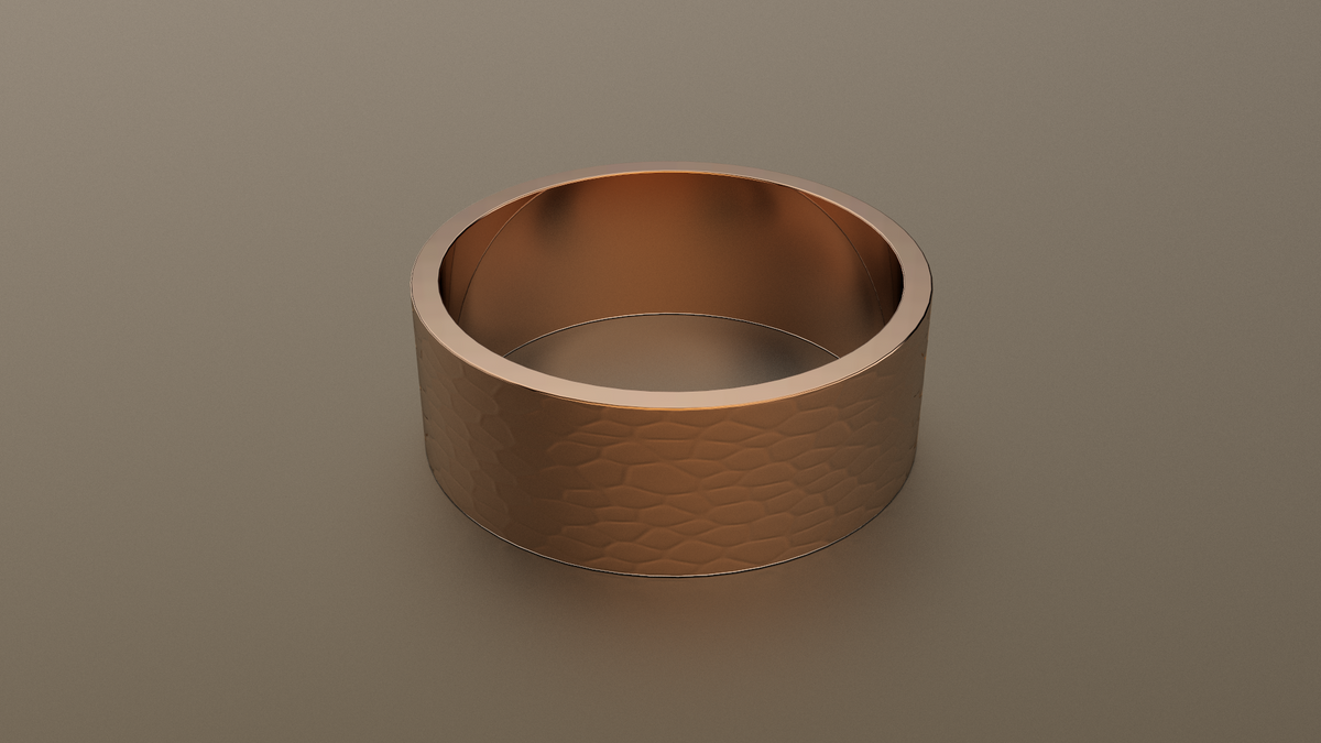 Hammered Rose Gold 8mm Flat Wedding Band