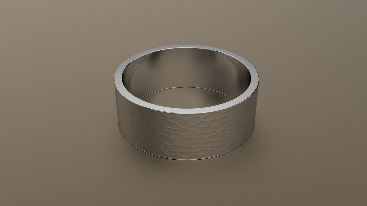 Hammered White Gold 8mm Flat Wedding Band