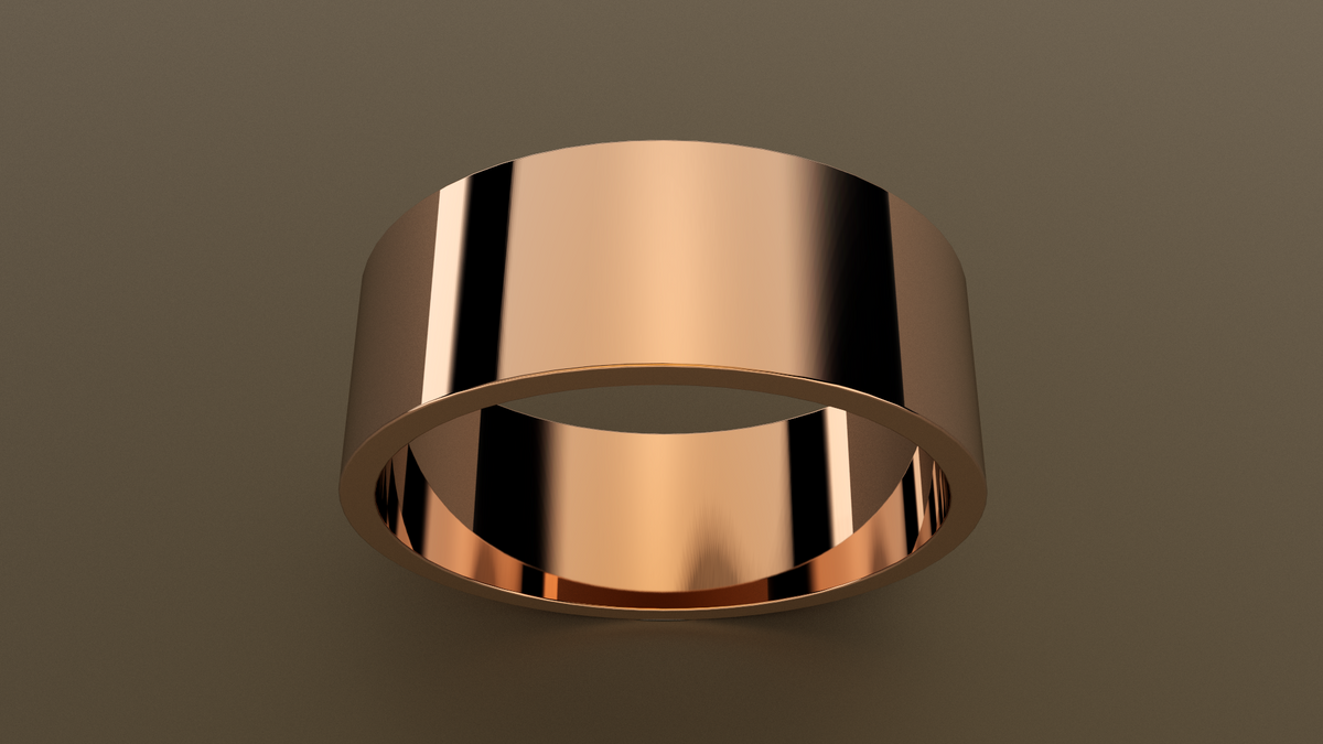 Polished Rose Gold 8mm Flat Wedding Band