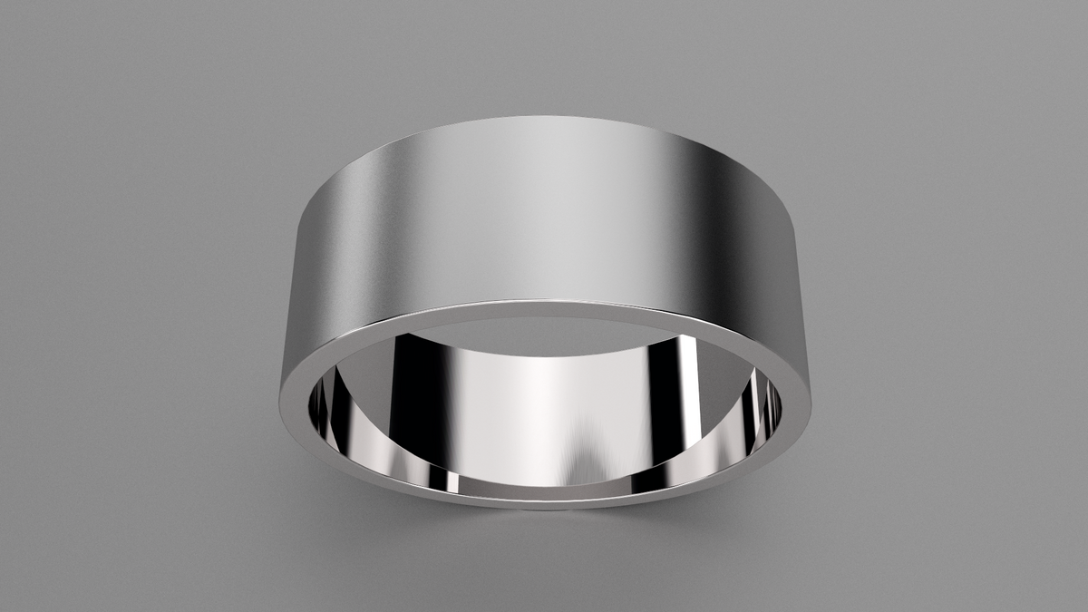 Brushed Sterling Silver 8mm Flat Wedding Band