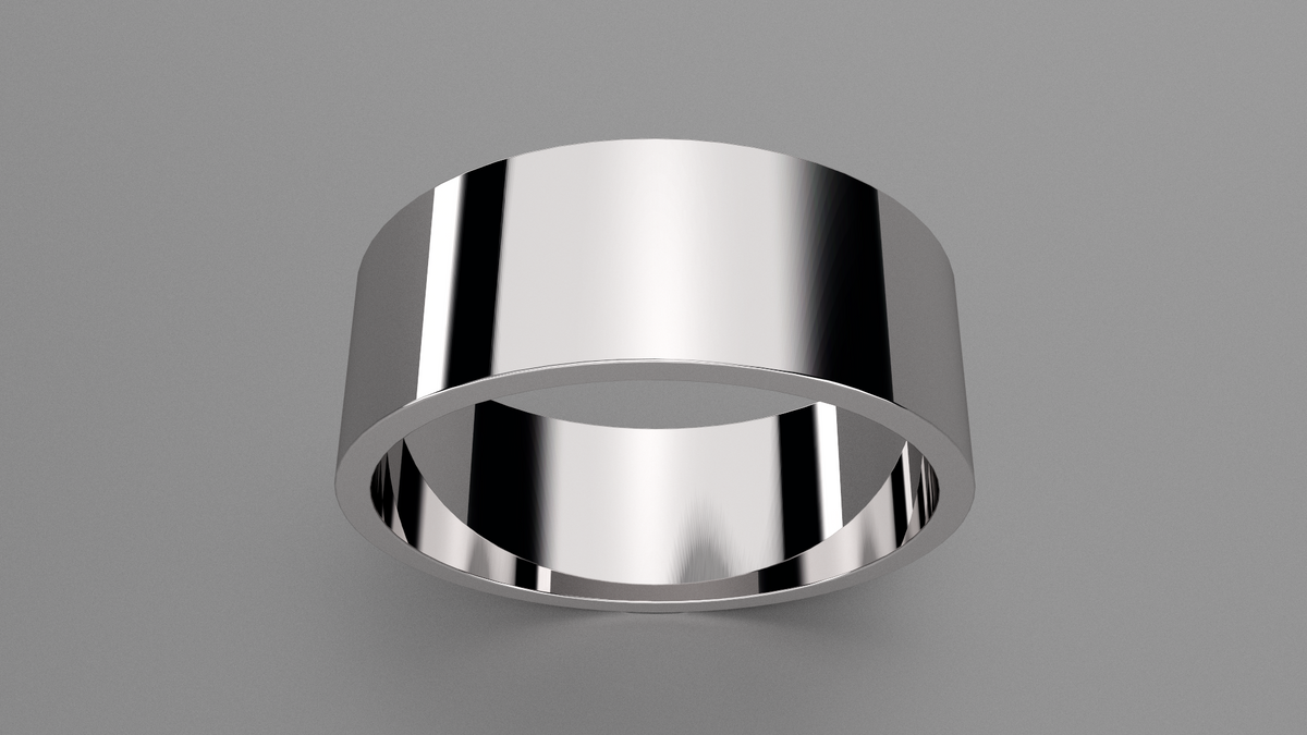 Polished Sterling Silver 8mm Flat Wedding Band