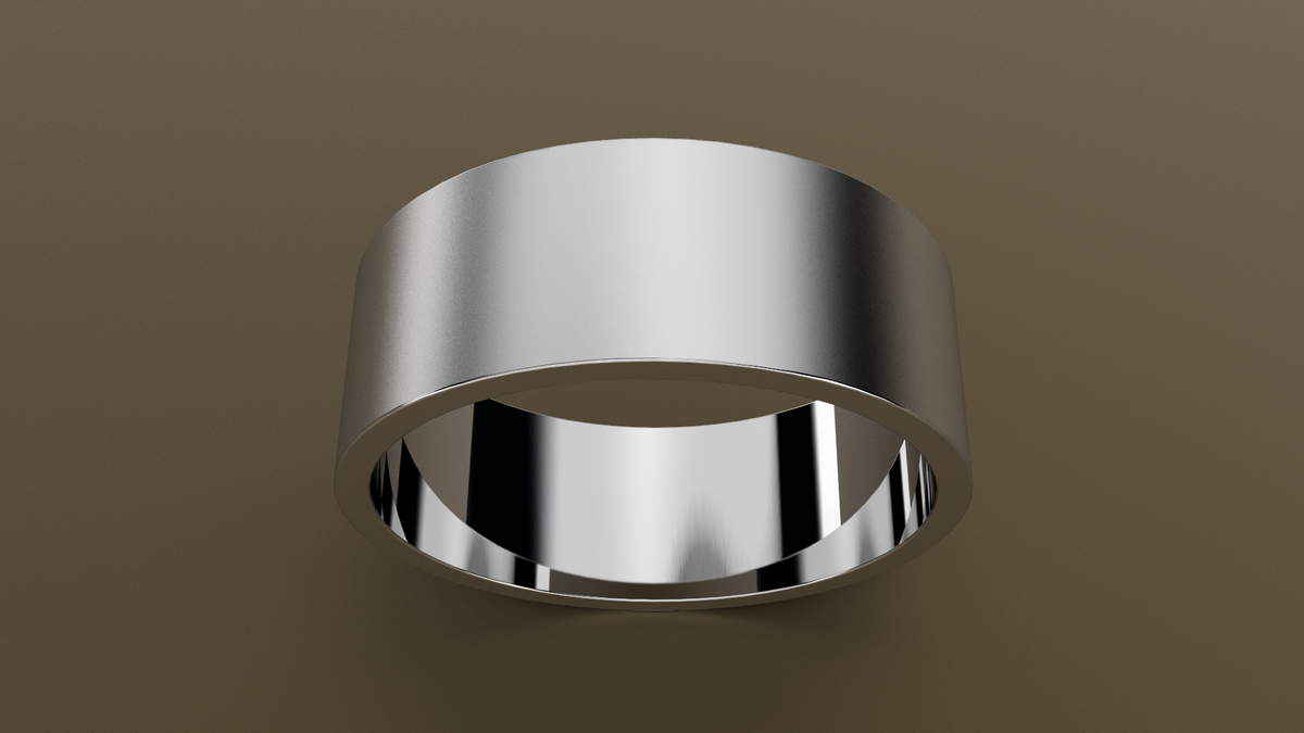 Brushed White Gold 8mm Flat Wedding Band