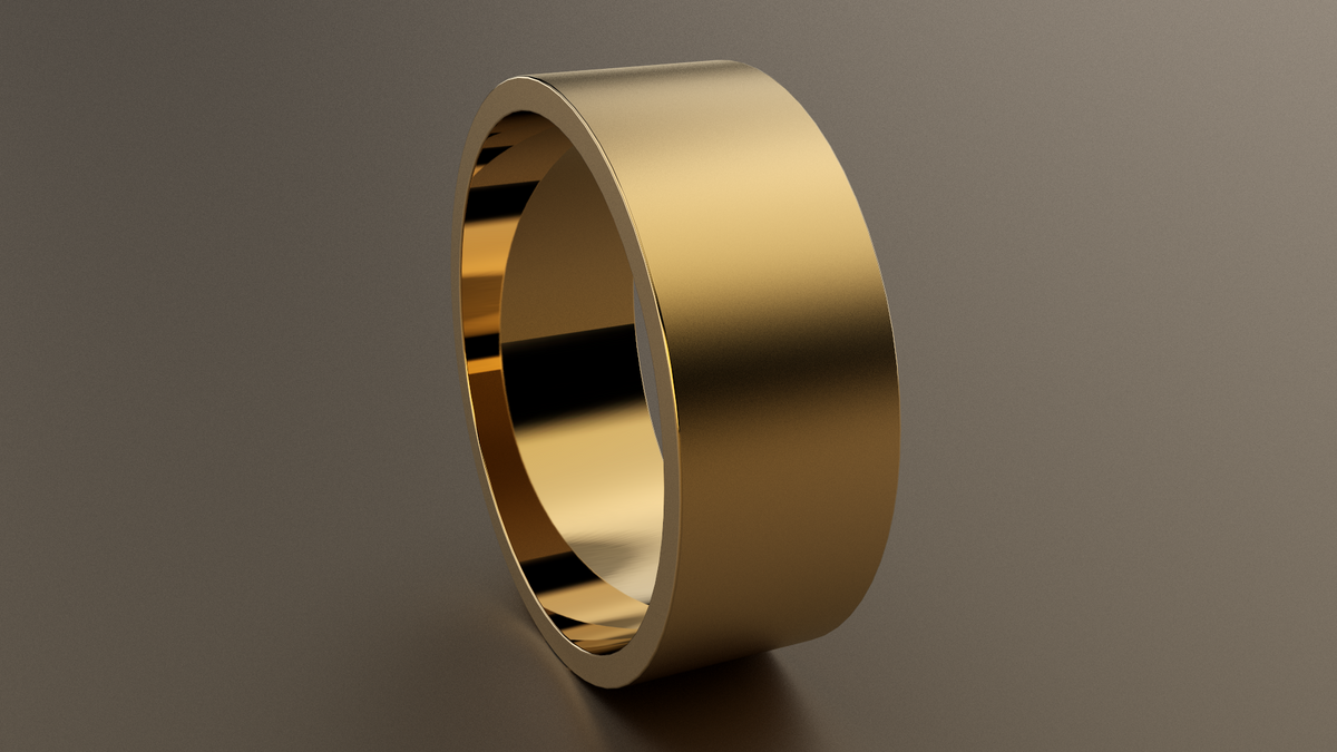 Brushed Yellow Gold 8mm Flat Wedding Band